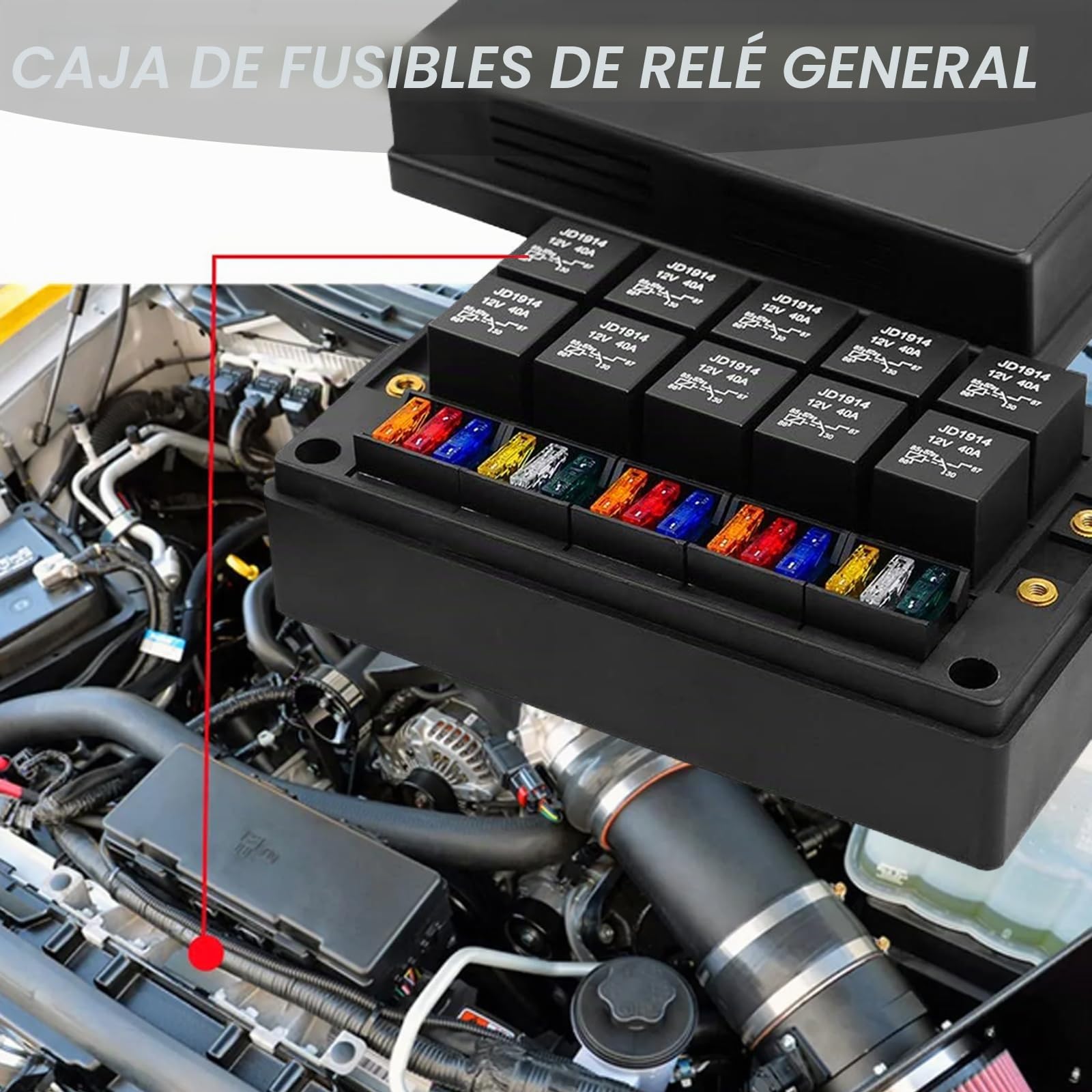 Caja Relé y Fusible 12 V con 15 Fusibles Cuchilla ATC/ATO, Caja Relé Fusible Universal Impermeable para Coche Camión Automóvil Barco Marino