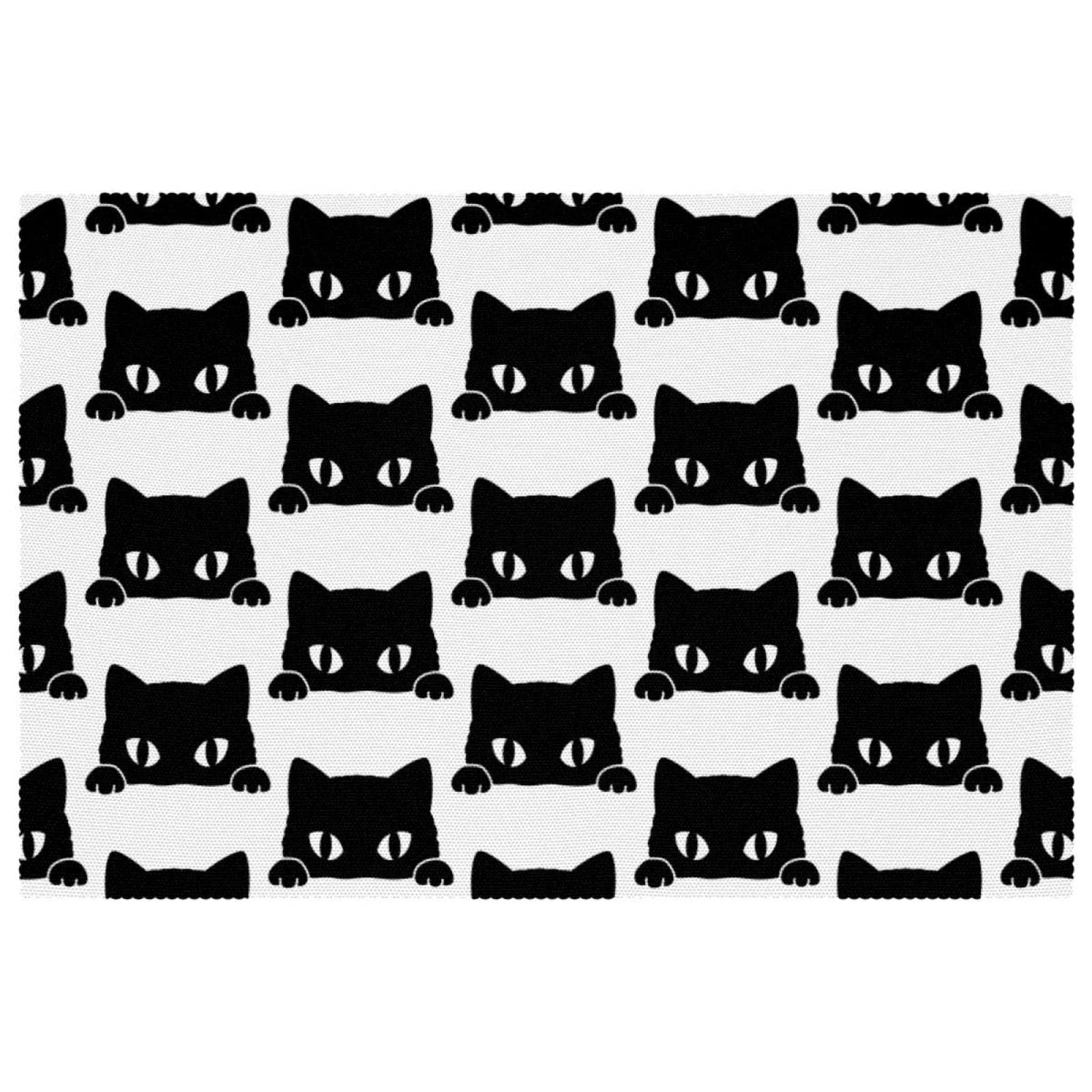 Set de table tissu Oxford motif chat noir résistant chaleur