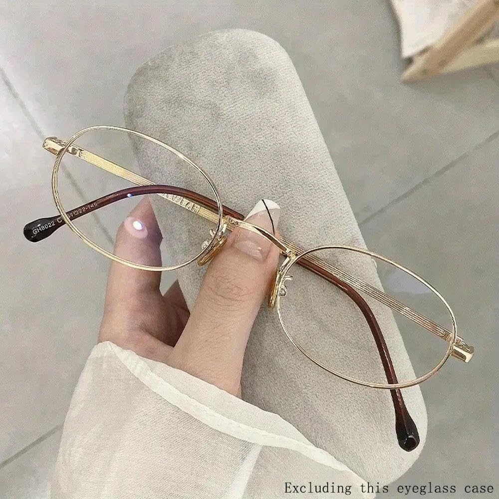 ZBDZSW Metalowe okulary w małej ramce Vintage Artystyczne metalowe okulary w małej owalnej ramce Ekskluzywne okulary dla mężczyzn i kobiet