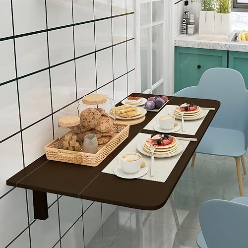 Miniatura 29 de COSTWAY Mesa plegable montada en la pared, 31.5 x 23.5 pulgadas, escritorio flotante de hojas caídas para espacios pequeños, estación de trabajo