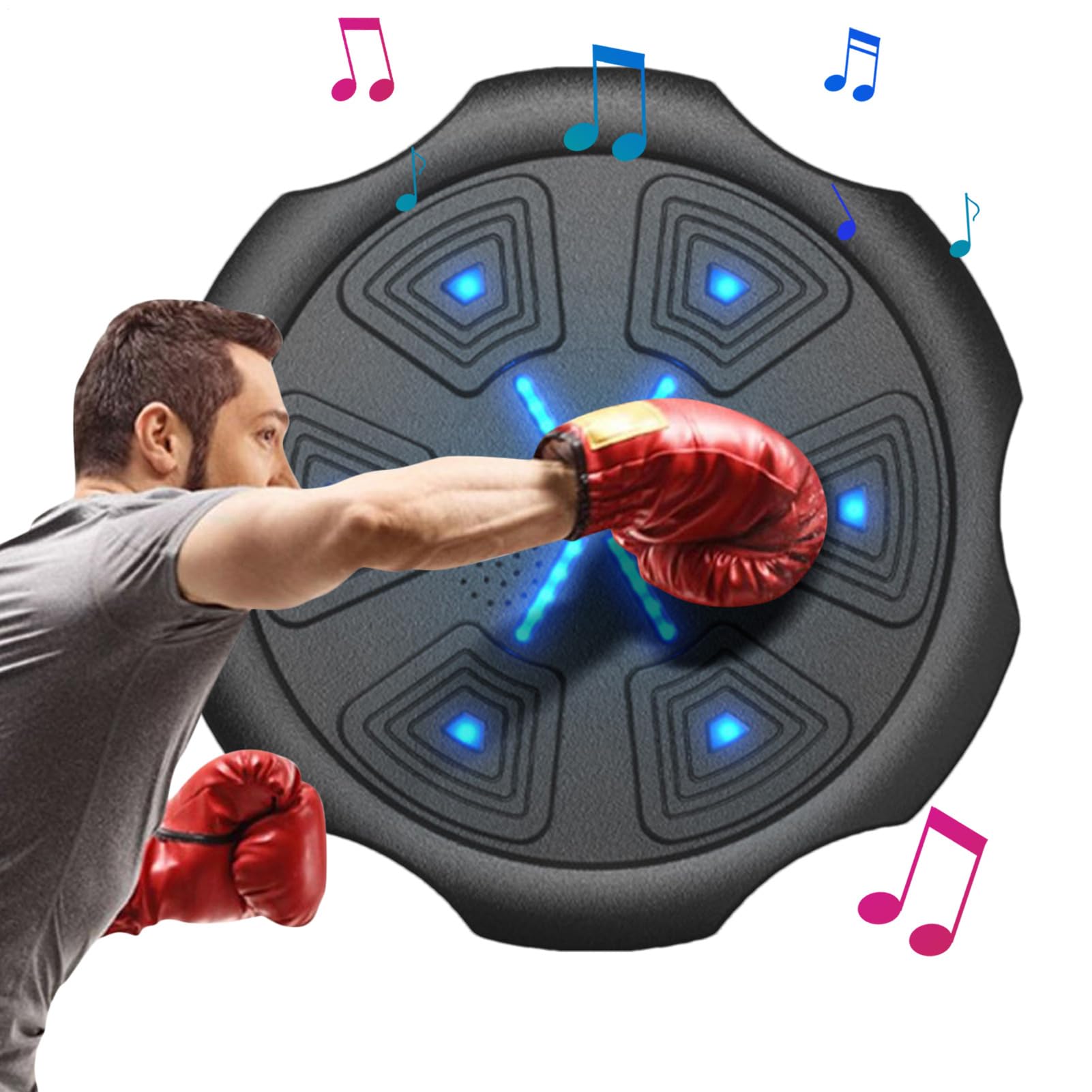Generico Macchina da Sparring Musicale da Parete Cuscinetti Bersaglio | Con LED Pannelli Da Pugni Ricaricabile 2000mAh Per Adulti Allenamento Concentrazione Coordinazione Occhio-Mano