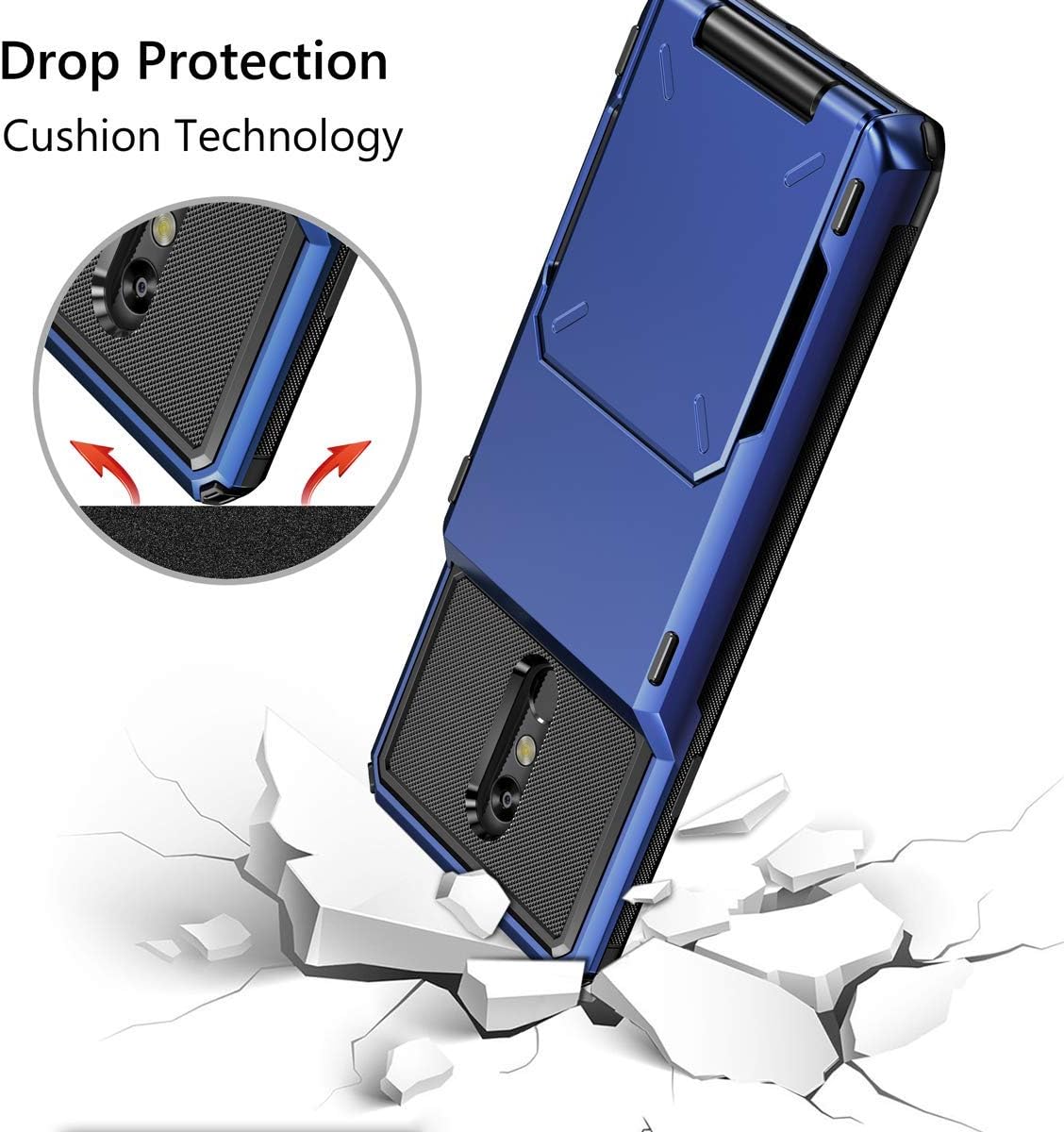 Vofolen Case for LG Stylo 4 Case Wallet [4-Card Pocket] Credit Card Holder ID Slot Anti-Scratch Dual Layer Protective Bumper Rubber Armor Non-Slip Hard Shell Cover Case for LG Stylo 4 4 Plus (Navy)