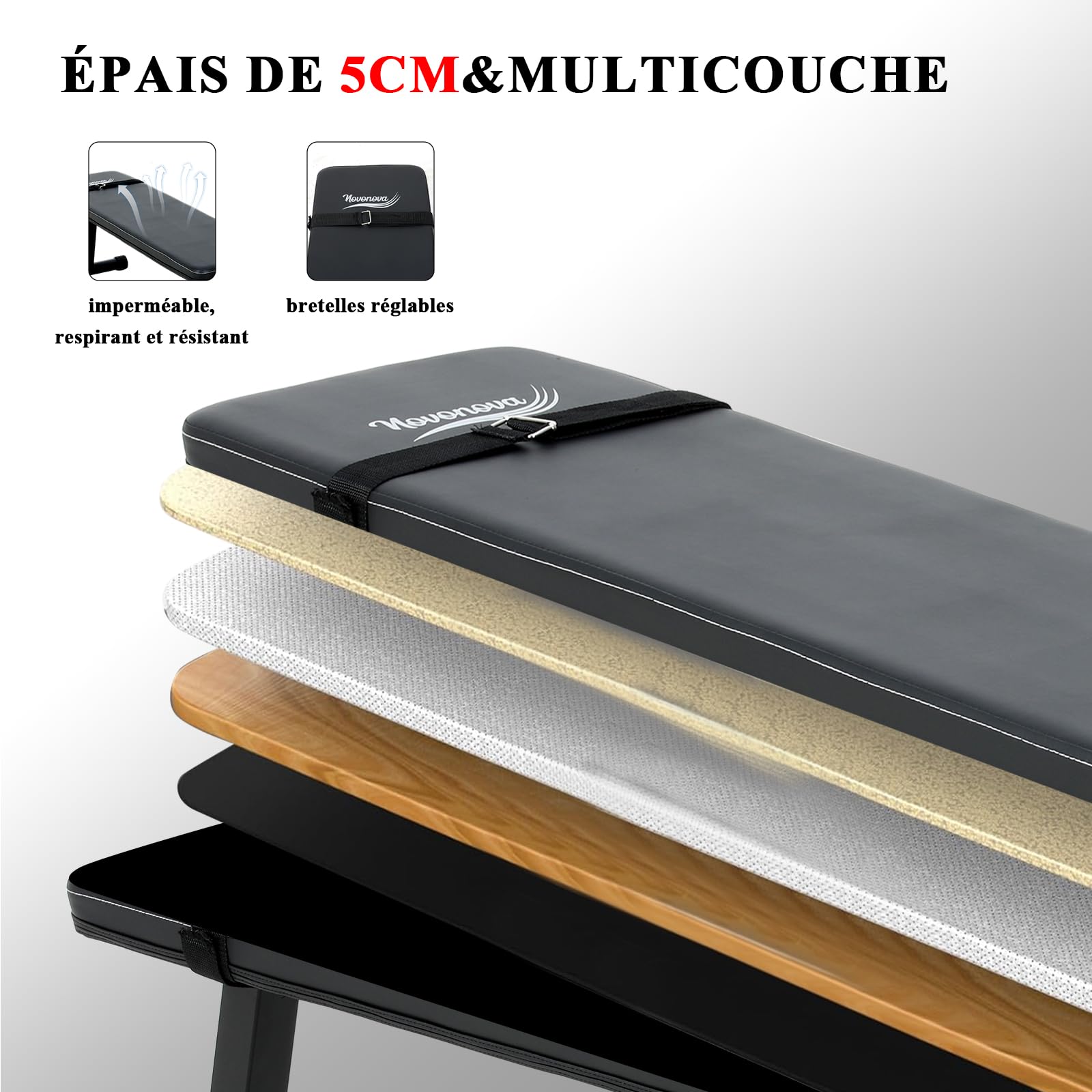 Banc Plat, Banc de Musculation Pliable, Banc d'Entraînement Pliable, Banc Musculation Inclinable Multifonctionnel Réglable, Banc de Muscu Abdominaux/Dos/Lombaire Inclinable, ChargeMax.150KG