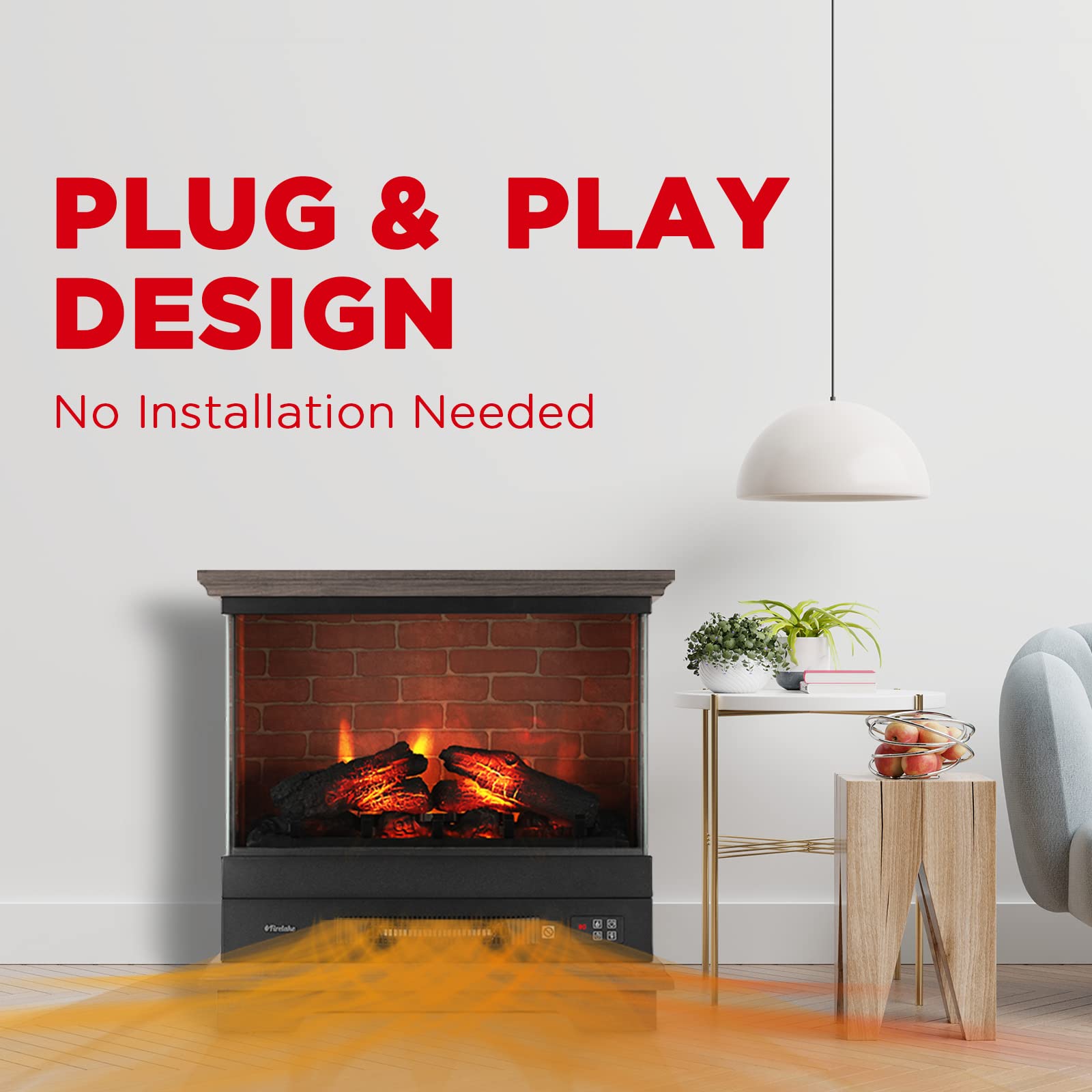 Amazon.com: TURBRO Firelake 27-Inch Electric Fireplace Heater -  Freestanding Fireplace with Mantel, No Assembly Required - 7 Adjustable  Flame Effects, Overheating Protection, CSA Certified - 1400W, Gray Wash :  Home u0026 Kitchen