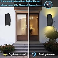 Vista 4 de Luces de pared para exteriores, luces LED RGB del anochecer al amanecer, IP56 de aluminio negro antioxidante, impermeable, montaje de pared