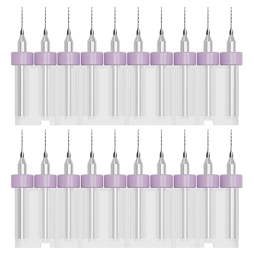 Miniatura 7 de FOCMKEAS Juego de 20 brocas para PCB, vástago de 18 de pulgada, 0.006 in-0.039 in, micro torsión, flauta en espiral, carburo para placa de circuito