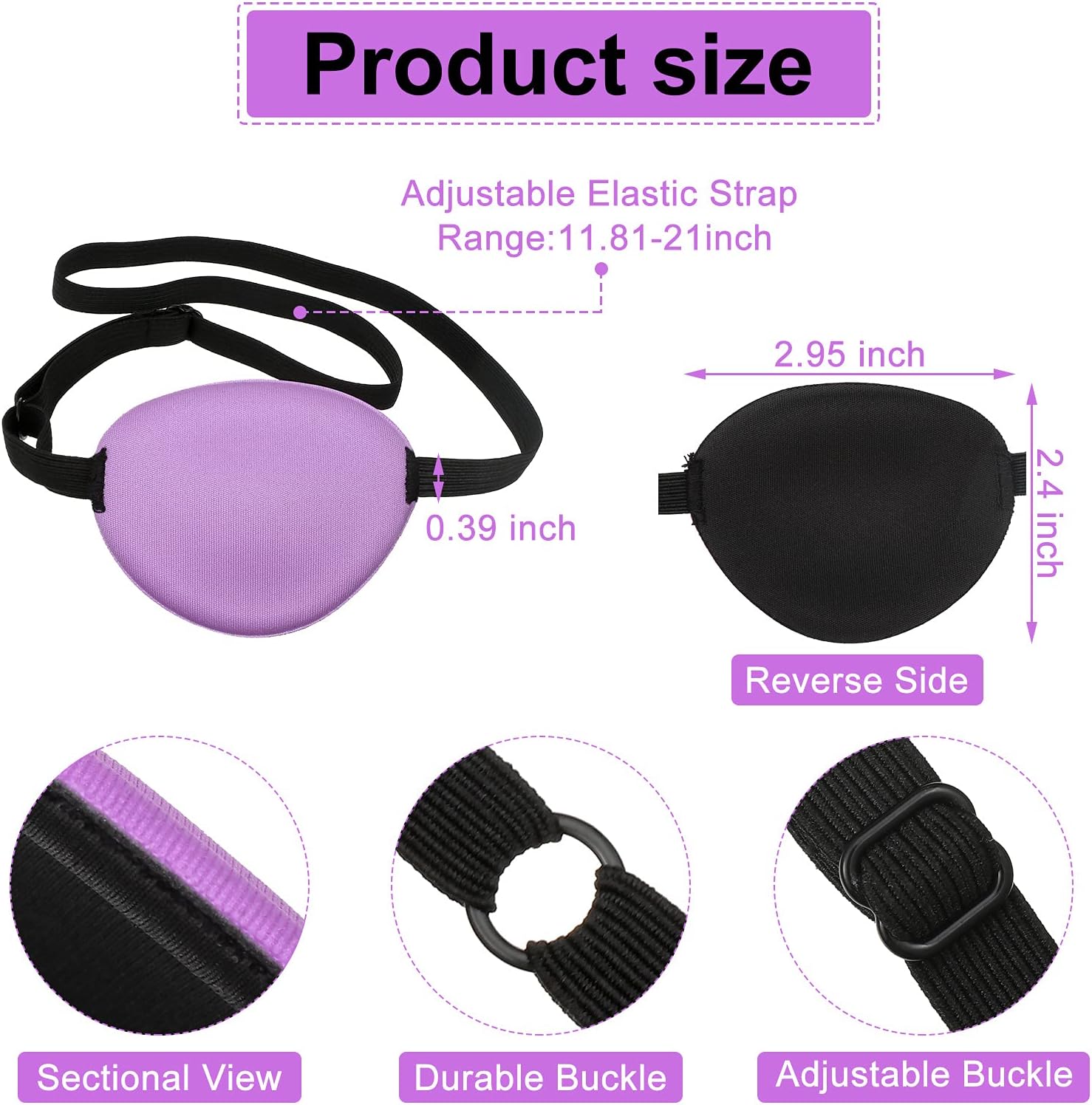 2 Parches De Ojo Pirata 3D Ajustables Elásticos Con Hebilla Para Adultos, Máscara Médica Para Adultos, Máscara De Ojo Individual Cómoda Para Corrección Ambliopía Perezoso Entrecerrar Los Ojos Cosplay