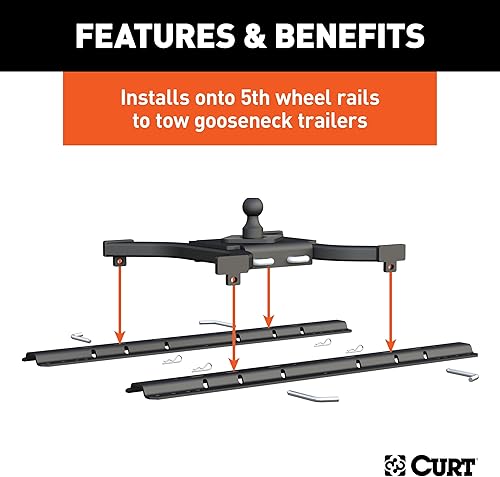 Miniatura 4 de CURT, placa con pivote cuello de cisne para remolque con quinto neumático 16085 Spyder