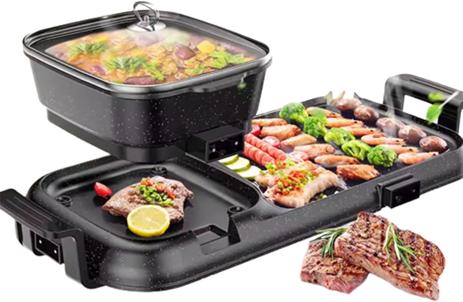 Hot Pot with Grill, Household Shabushabu Hot Pot Allinone Pot Electric Grill Pan