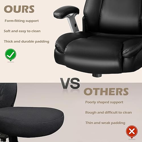 Miniatura 7 de Silla de oficina grande y alta, 600 libras, silla de oficina ejecutiva resistente cómoda con soporte lumbar, asiento ergonómico extra ancho, sillas