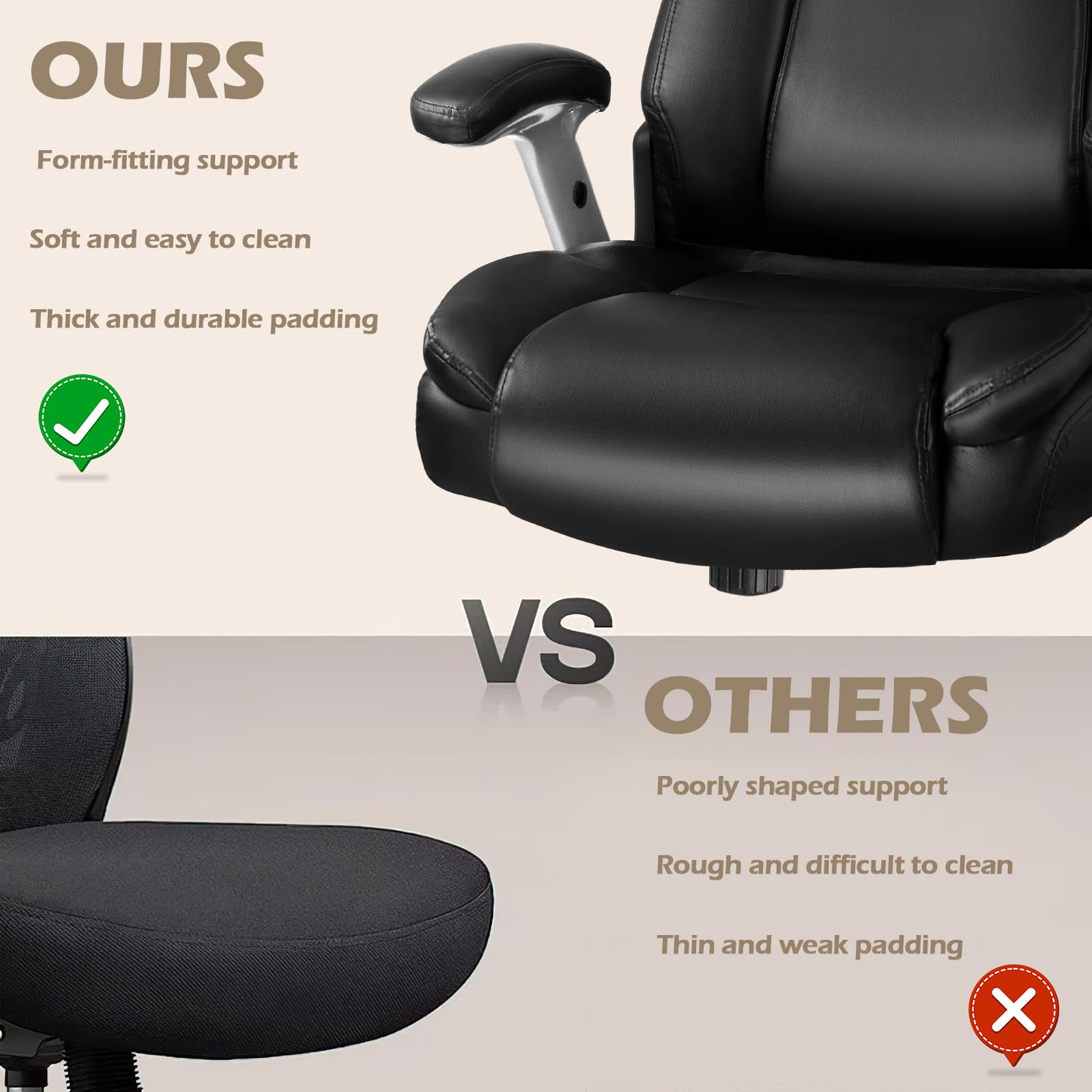 Lembeir 600lbs Big and Tall Office Chair Heavy Duty Executive Office Chair for Heavy People High Back Computer — view 4