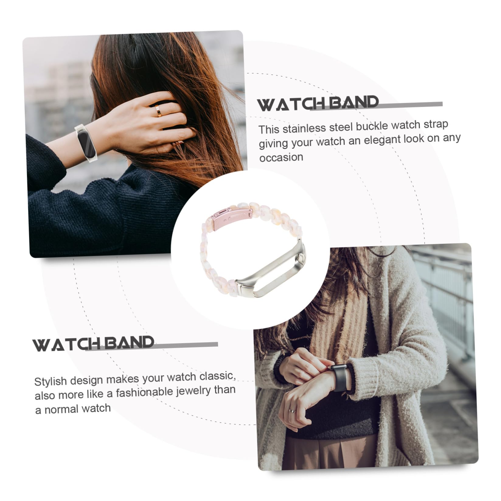 jojofuny 2 Pièces Mi 5 6 Bracelet Résine Montre Bande Résine Bande Remplacement Bande Bracelet Montres Bande 5/6 Sangle 5/6 Montre Bandes Millet 5 Remplacement Ceinture En Acier Inoxydable
