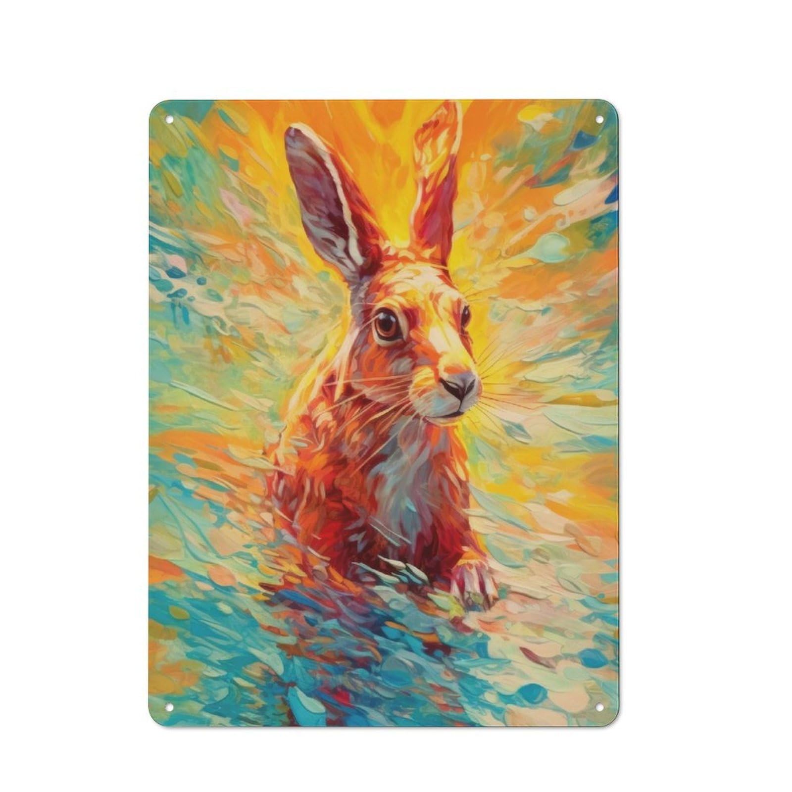 Junmoney Underwater Rabbit Rustic Metal Plaque 40X30cm For Lounge Or Reading Corner, For Home Office, Studio And Craft Room Walls