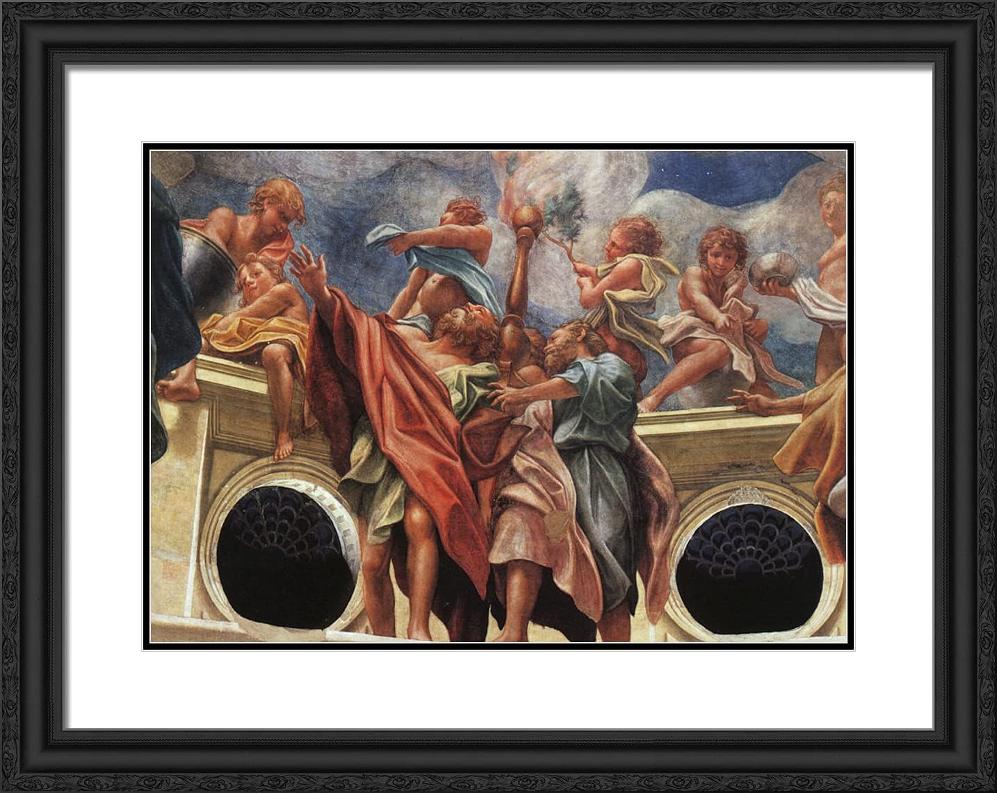 ArtDirect Correggio 24x19 Gold Ornate Framed Art Print with Double Matting Titled: Assumption of the Virgin Detail of the Apostles
