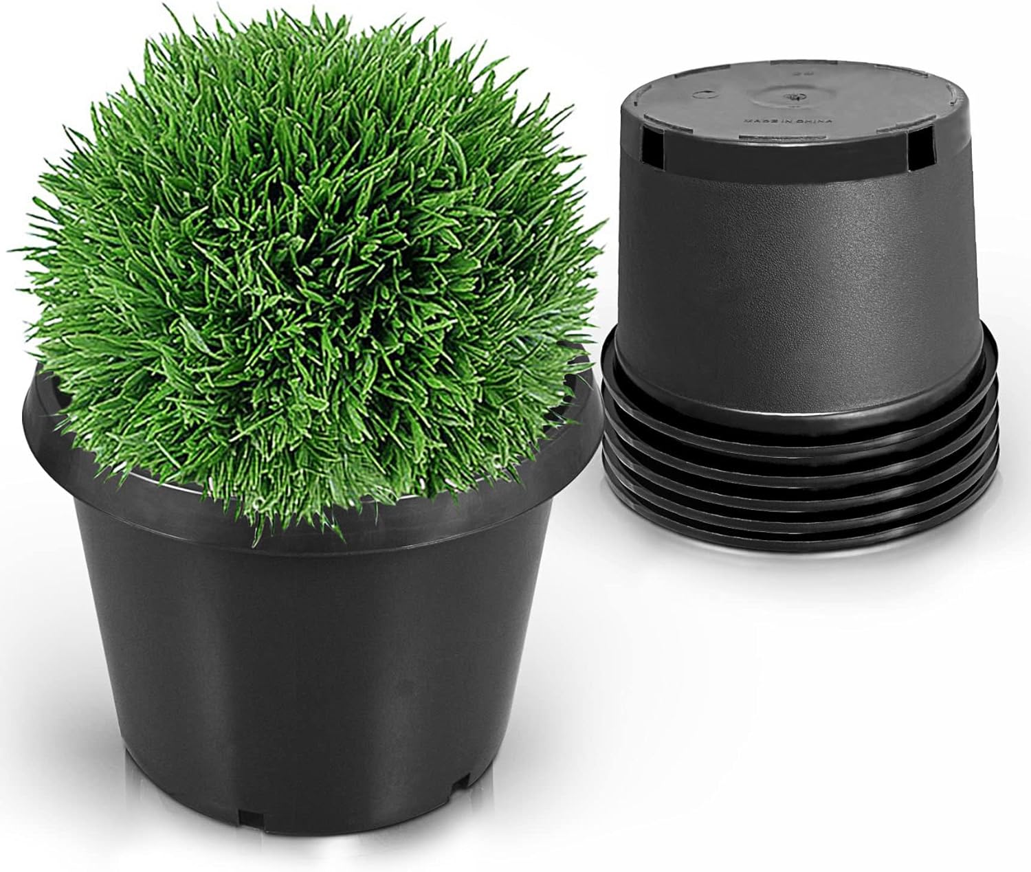 5-Pack 25 Gallon Round Planter Nursery Pots, Flower Plant Container Injection Molded Plastic Nursery Pot Gardening Pots for Indoor Outdoor Vegetables, Succulents, Black