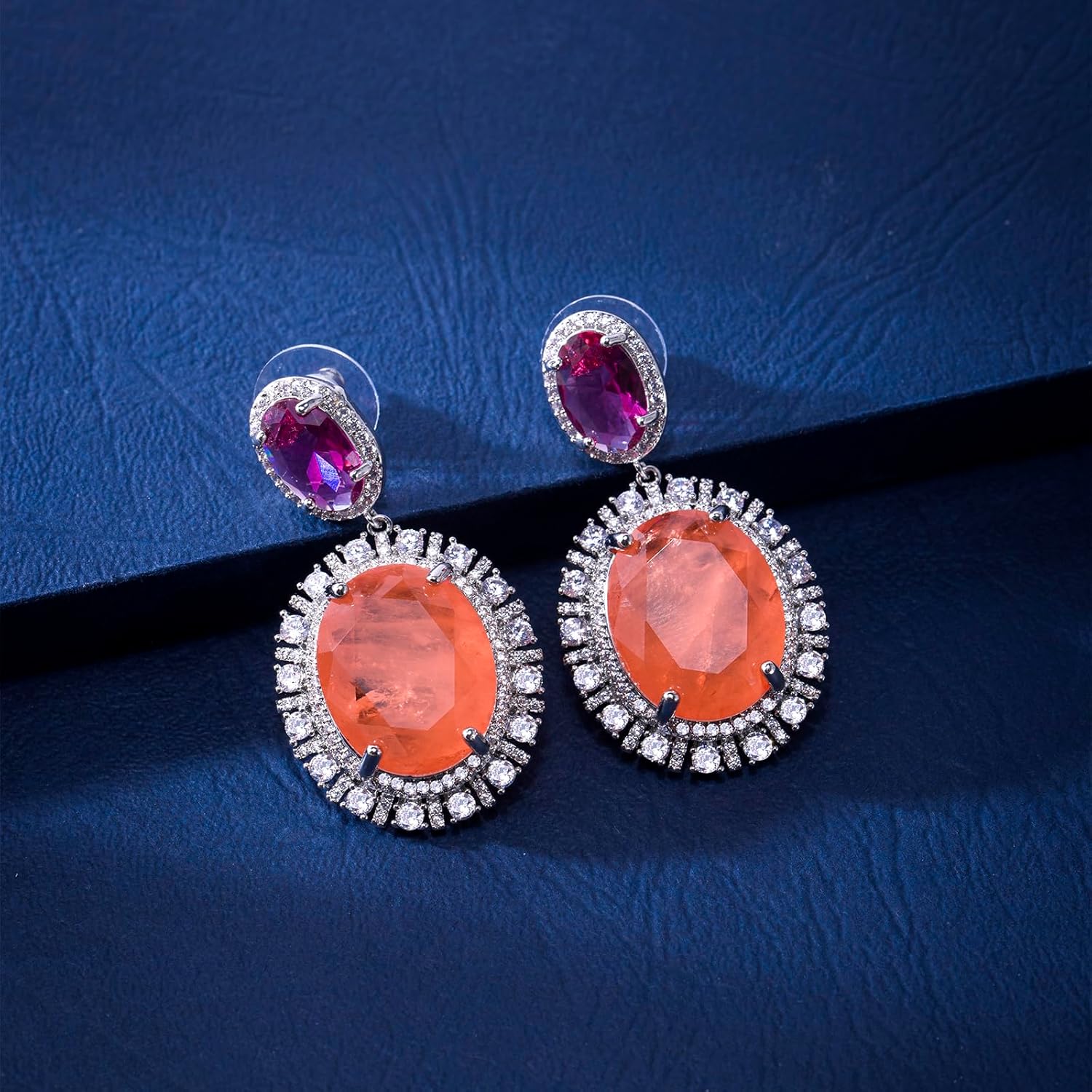 Elegant Colored Gemstones Drop Dangle Earrings for Women Oval Crystal Cubic Zirconia Hypoallergenic Earrings fashion Jewelry Gift for Wedding Prom Party - Image 5