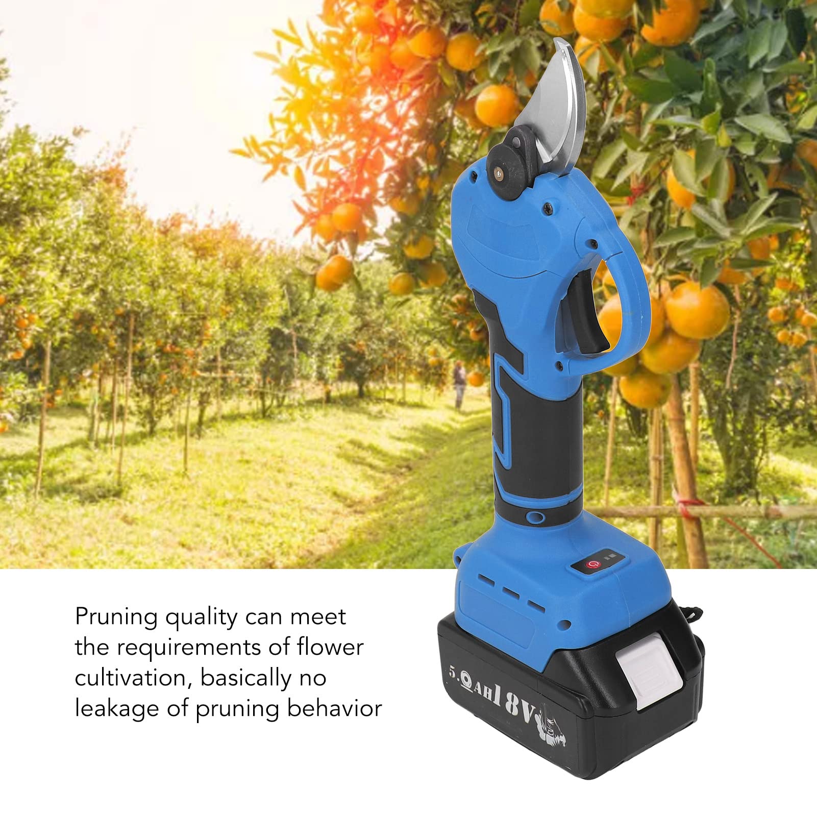 Cizallas de poda eléctrica inalámbricas con cortador de acero al carbono, 4300/min Motor sin escobillas para huertos de jardines, cortador de ramas ergonómicas de mango de ABS