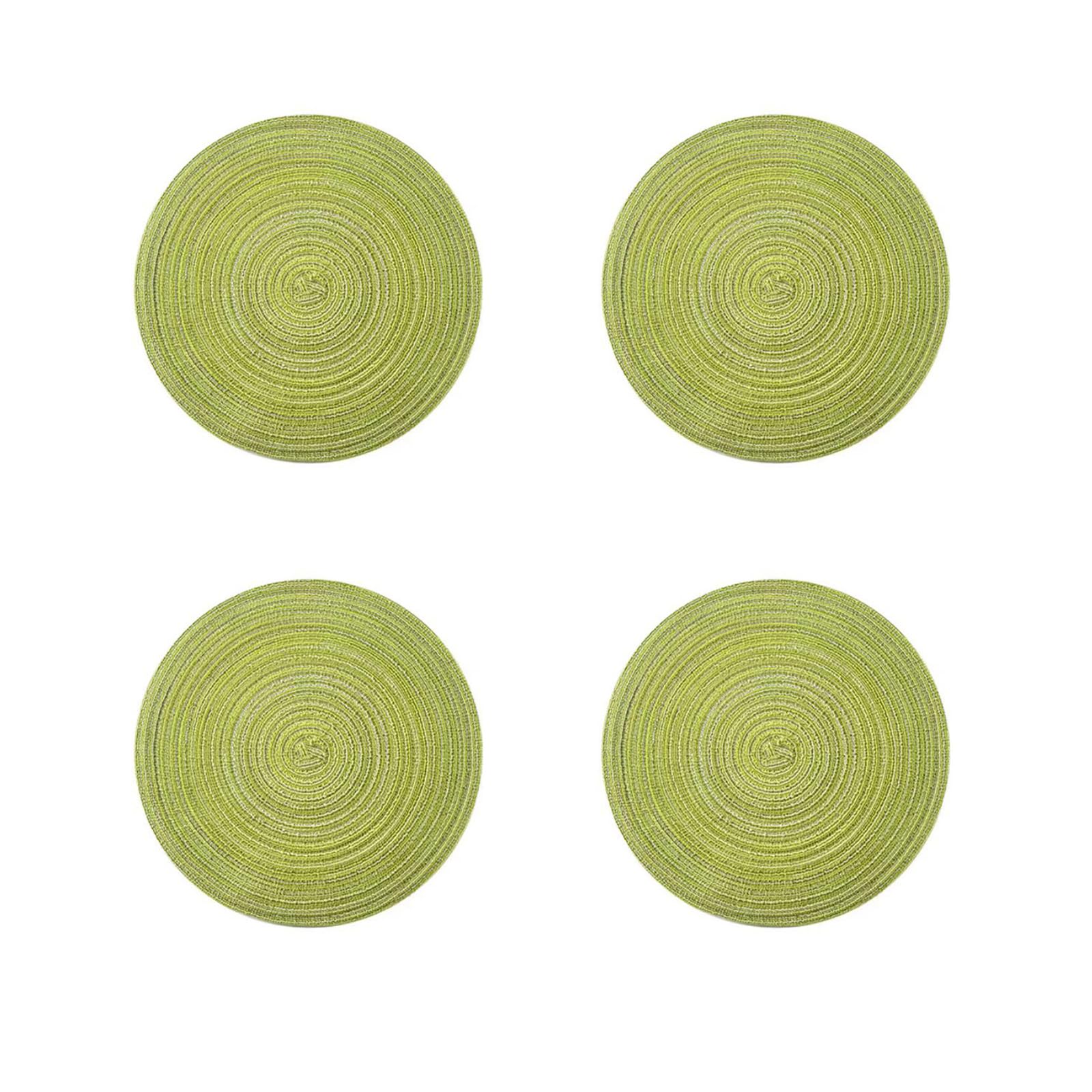 4Pcs Faux Rattan Table Mats 30x30cm Woven Braided Round Placemat Coasters for Kitchen Dining Table Decors Round Braided Woven Placemat