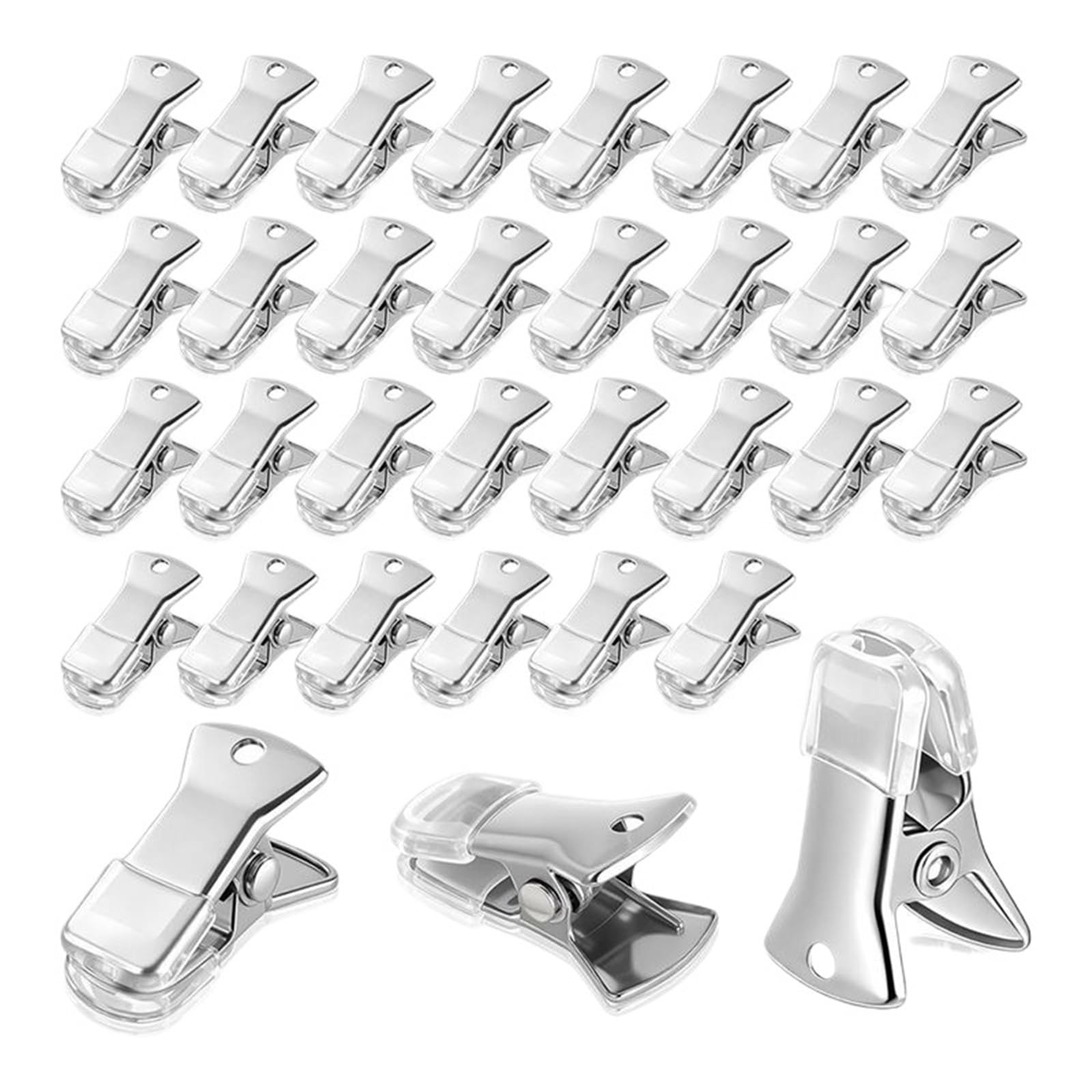 Pinzas Ropa Clips de cocodrilo pequeños Metal Plateado compatibles con Ap-For Crafts, 100 Uds., Correas Goma Antideslizantes