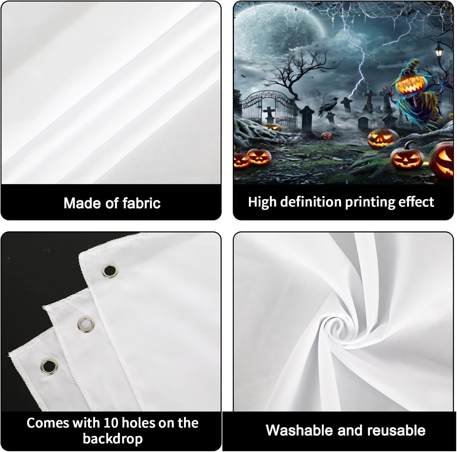 Halloween Garage Door Cover 7x16ft Scary Cemetery Graveyard Halloween Backdrop Garage Door Decorations Banner Horror Night Pumpkin Lantern Background Spooky Backdrops for Party