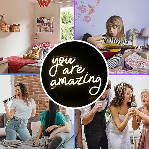Miniatura 6 de Letrero de neón con texto en inglés "You Are Amazing Light" de neón blanco cálido para decoración de pared, letras LED para dormitorio, hogar, bar,