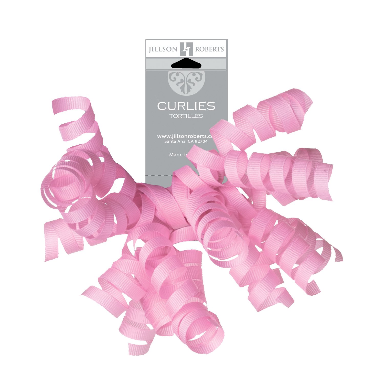 Jillson Roberts Self-Adhesive Grosgrain Curly Bows Available in 13 Colors, Pink, 6-Count