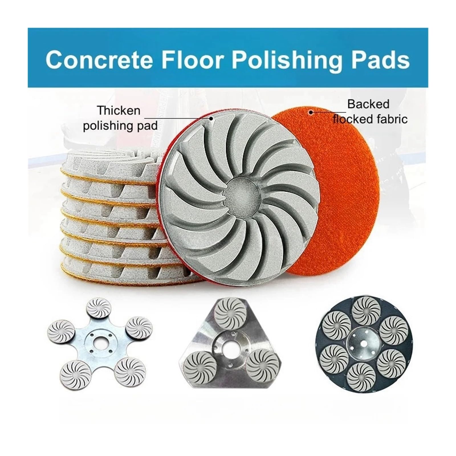 Polierscheibe für Tischschleifmaschine 3-stufiges Diamant-Bodenpolierpad 4"/100 mm Trockenpolierpad for Schleifen und Polieren von Beton-, Terrazzo- Zementböden(1)