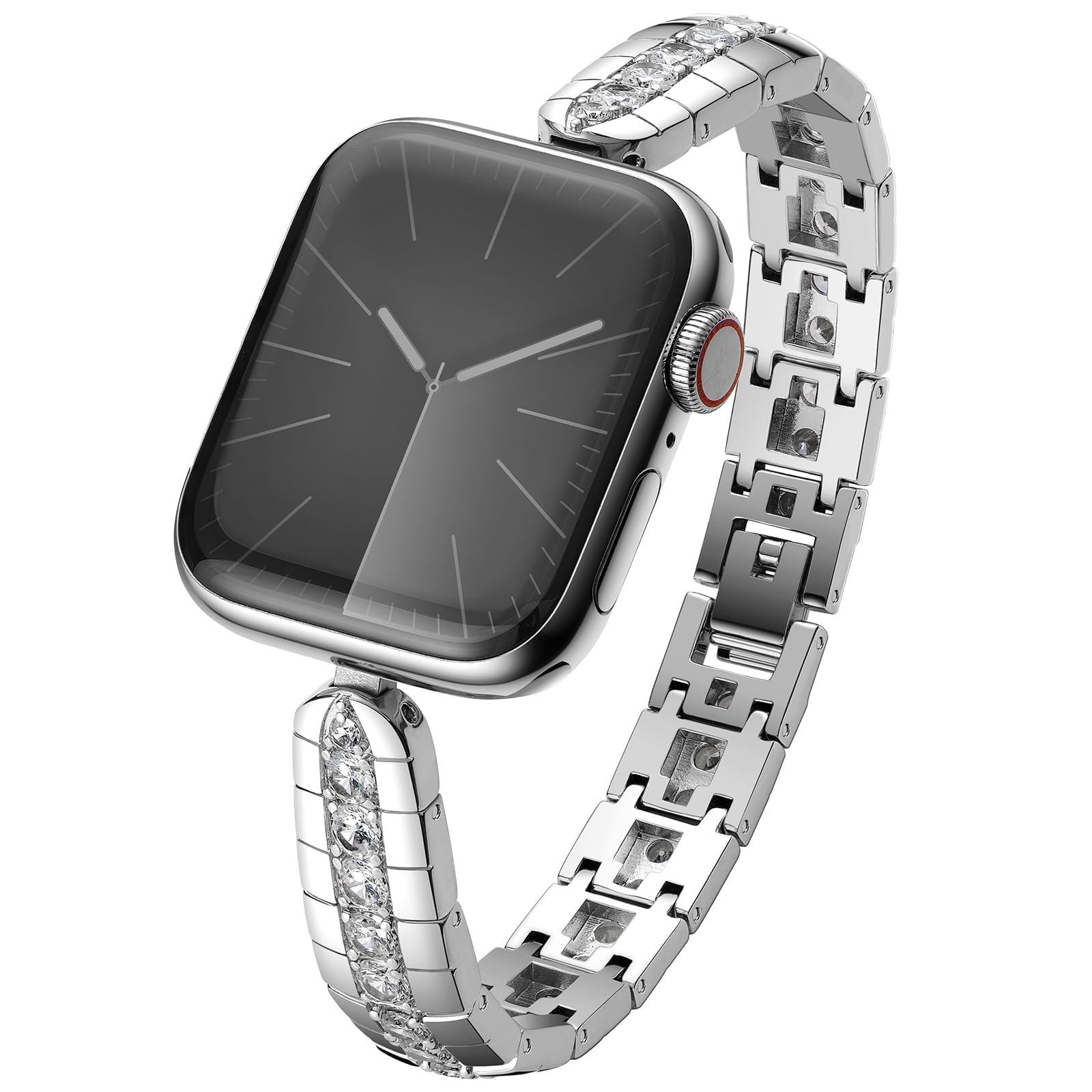 Compatible with Apple Watch Band Series 10 46mm, 9/8/7 45mm, 6/5/4/SE 44mm, 3/2/1 42mm, Natural Zircon Gems Handmade iWatch Band for Women, Dressy