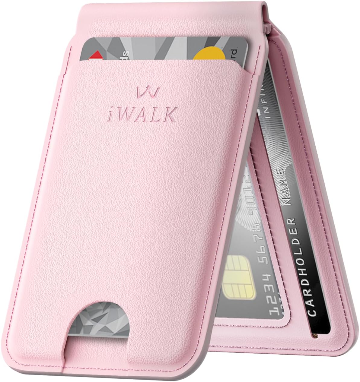 iWALK Stronger Magnetic Wallet, Upgraded for MagSafe Wallet, RFID Blocking, 5 Card Holder with Adjustable Stand, Slim Leather Phone Wallets for iPhone 17/16/15/14/13/12 Series, iPhone Wallets