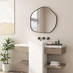 Tangkula 28" x 30" Irregular Wall Mirror, Metal Frame Asymmetrical Mirror with Expansion Screws, Decorative Vanity Mirror for Entryway, Dining Room, Bathroom, Living Room