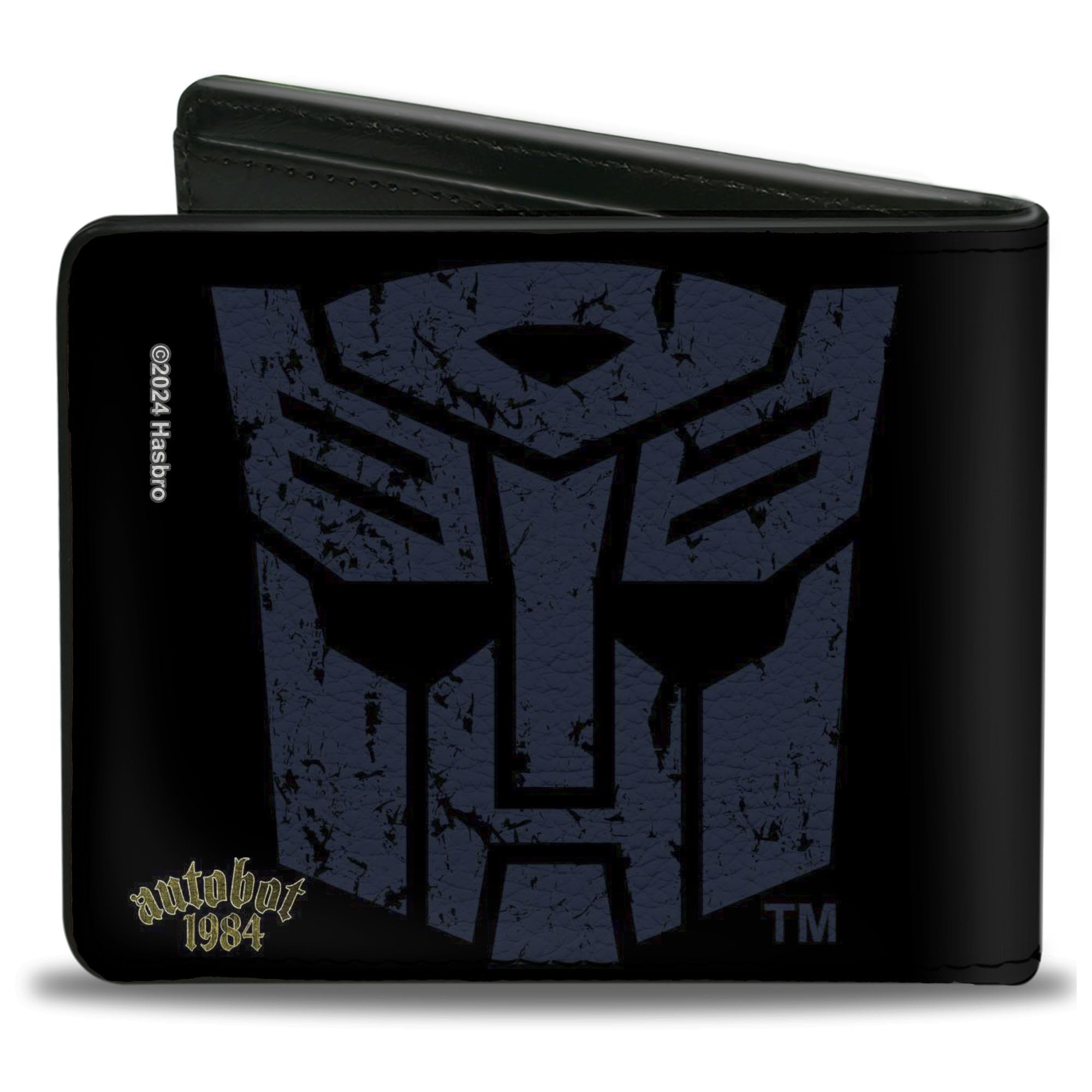 Hasbro Wallet, Bifold, Transformers Grimlock Sword Pose and Autobot Shield Black, Vegan Leather