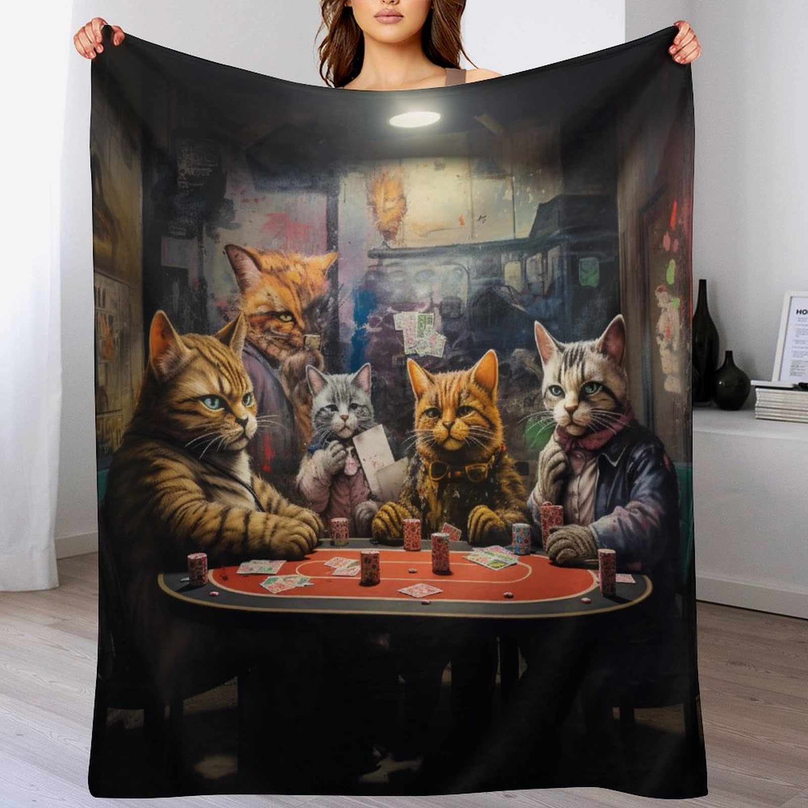 Couverture chat en flannel douce 130x150 cm pour lit et canapé
