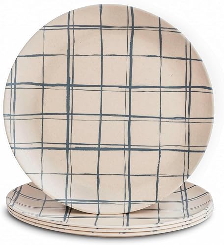 Nook Theory Paquete de 4 platos llanos de fibra de bambú, grado alimenticio, aptos para lavavajillas, ligeros, inastillables, platos para niños,