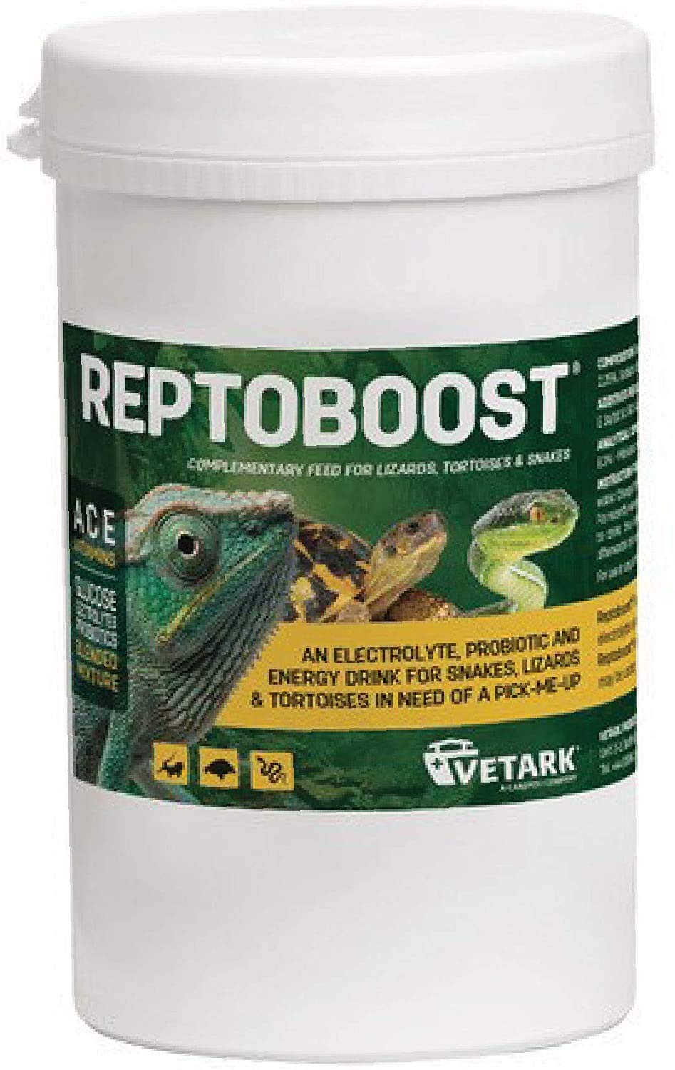 Vetark Reptoboost Power, Electrolyte & Probiotic boost for reptiles & tortoise, Supports recovery following hibernation, Easy to give, 100g powder