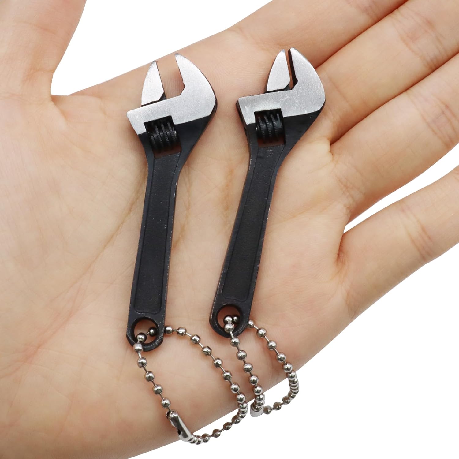 2 Pcs Mini Adjustable Wrench, Tiny Spanner Nut Wrench Tool, Keychain Tool for Repair Micro Equipment (Black)