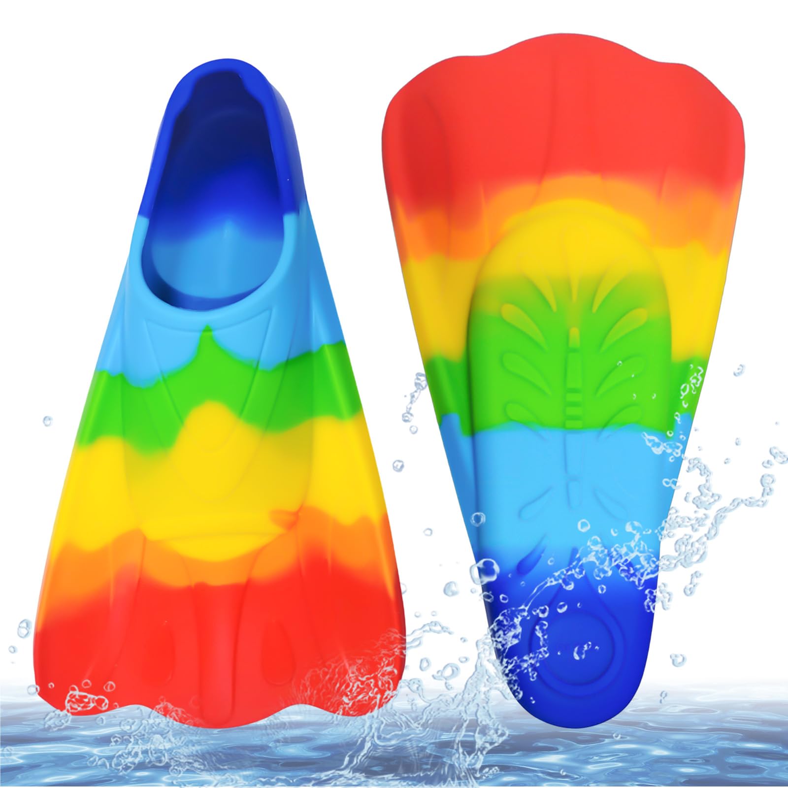 Palmes de natation courtes en silicone pour enfant XS S - Antidérapantes douces et confortables pour la natation, l'apprentissage de la piscine, la plongée avec tuba