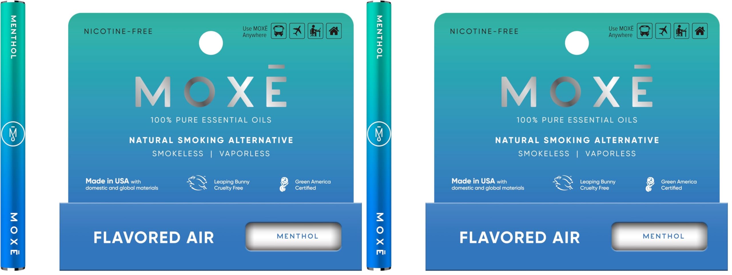 MOXE Natural Menthol Air Inhaler | Non Electric Long-Lasting Flavored Air Refreshing Support | Oral Fixation Menthol Essential Oils, Craving Relief (Pack of 2)