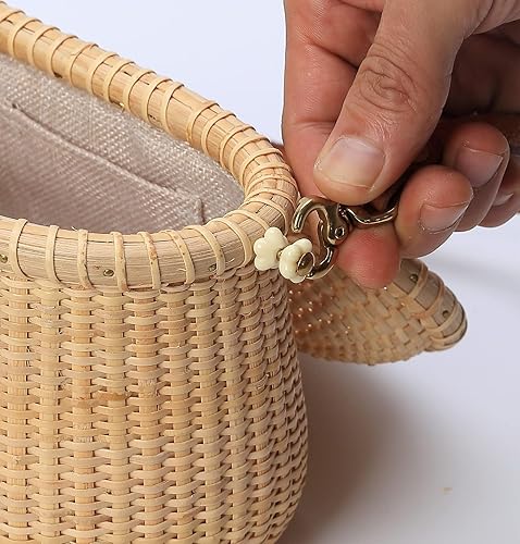 Miniatura 4 de Nantucket Crescent - Bolso cruzado de ratán con correas de cuero, tejido a mano natural y elegante