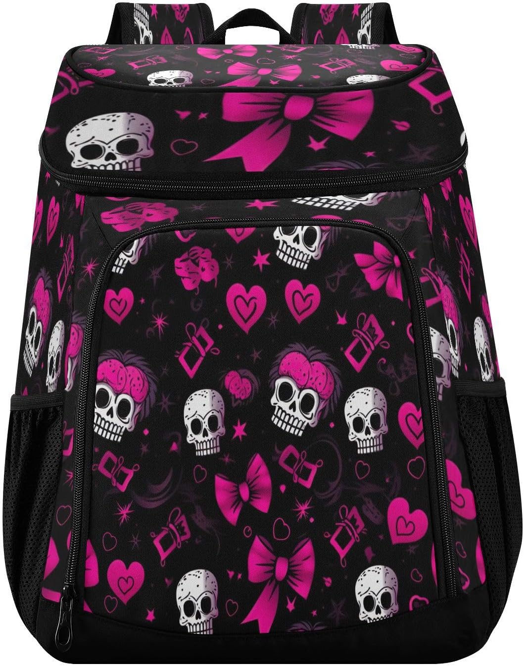 Romantic Skull Cooler Backpack 36 Cans Leakproof Waterproof Backpack Cooler Bag Beach Accessories Travel Camping Fishing Backpack for Women Men