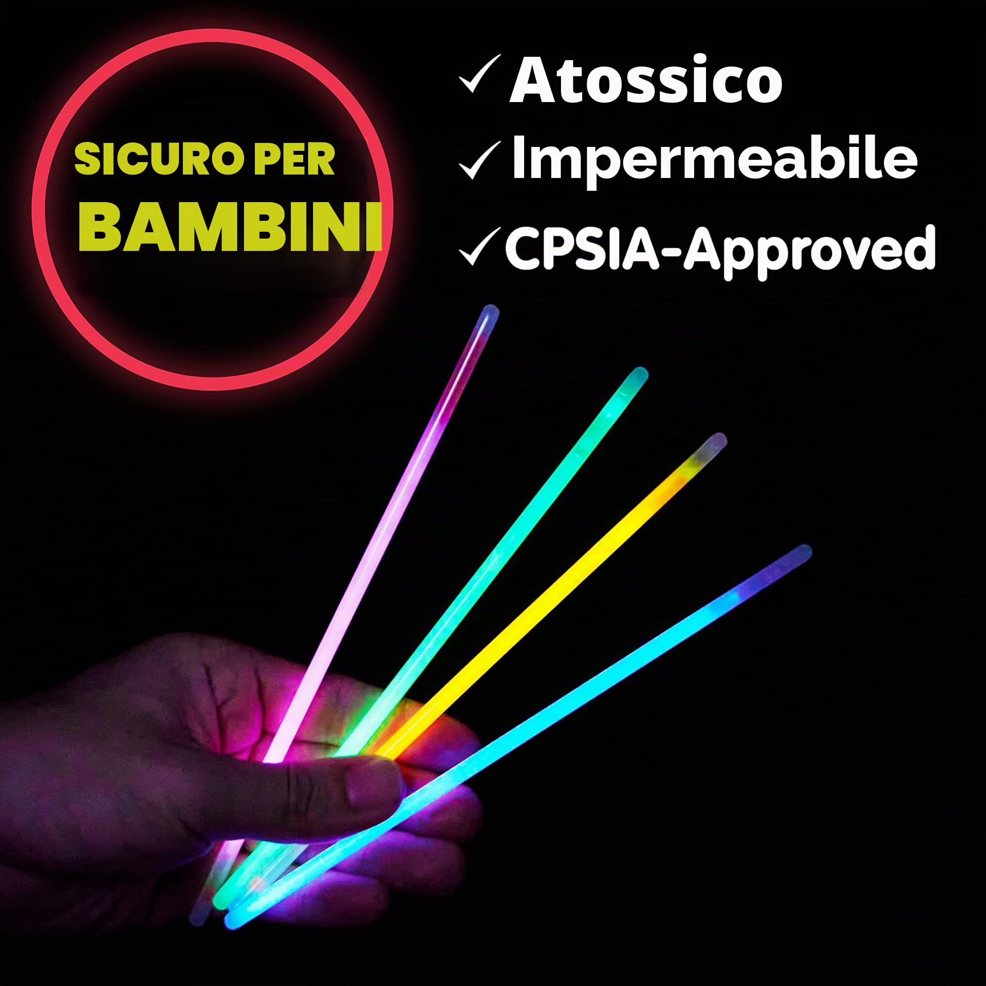 JOYIN 300 Neon Party Kit, 300 Pezzi 8" (20cm) bastoncini luminosi & 300 Connettori per braccialetti, Braccialetti e collane luminose per decorazioni pasquali, natalizie, di Halloween e nozze