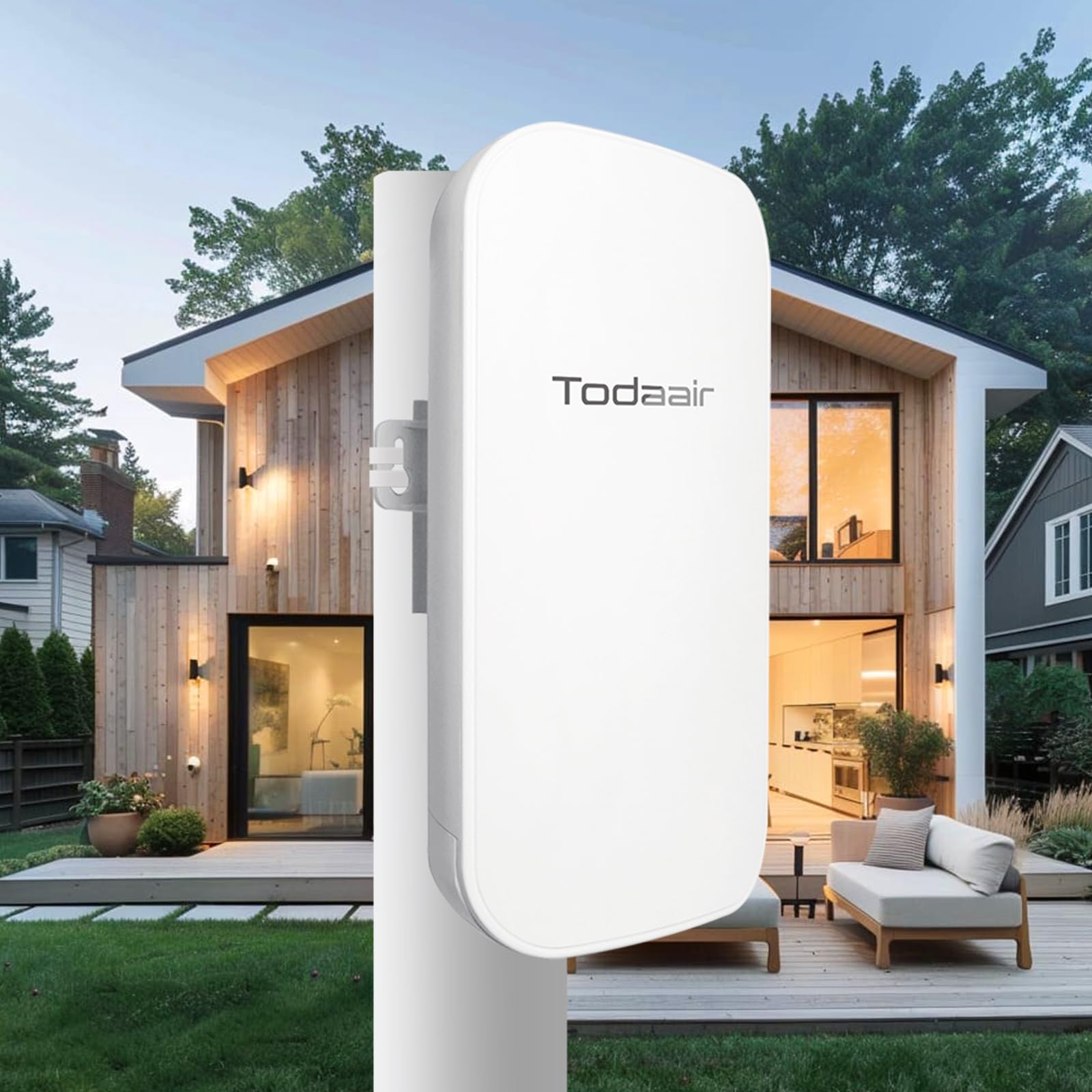 TODAAIR Extender WiFi per esterni, 1200 Mbps, Dual Band, WiFi 6/7 WPA3 Enterprise, IP65 resistente alle intemperie, modalità AP e ripetitore, compatibile con router comuni, per cortile, giardino