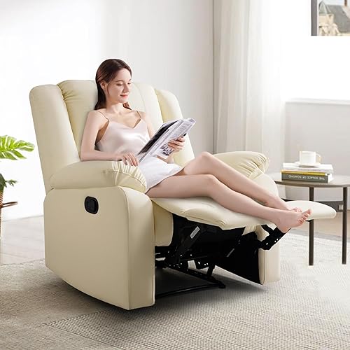 Miniatura 3 de Silla reclinable manual para adultos, silla reclinable de cuero gris, sofá pequeño reclinable, sillas reclinables para adultos, silla reclinable