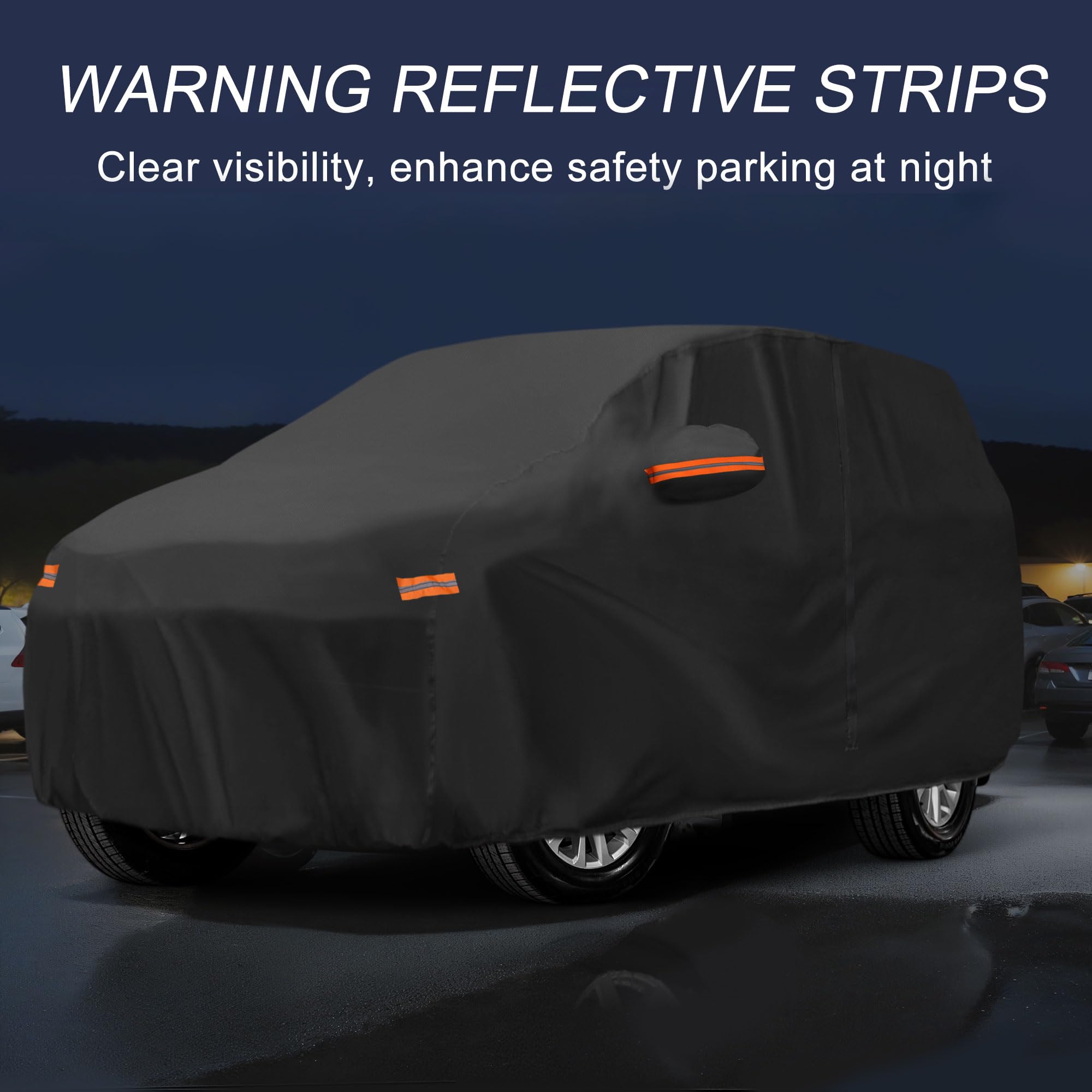 X AUTOHAUX Car Cover Outdoor Waterproof Sun Rain Snow Hail Protection with Left Side Door Zipper Aluminum Film — view 5