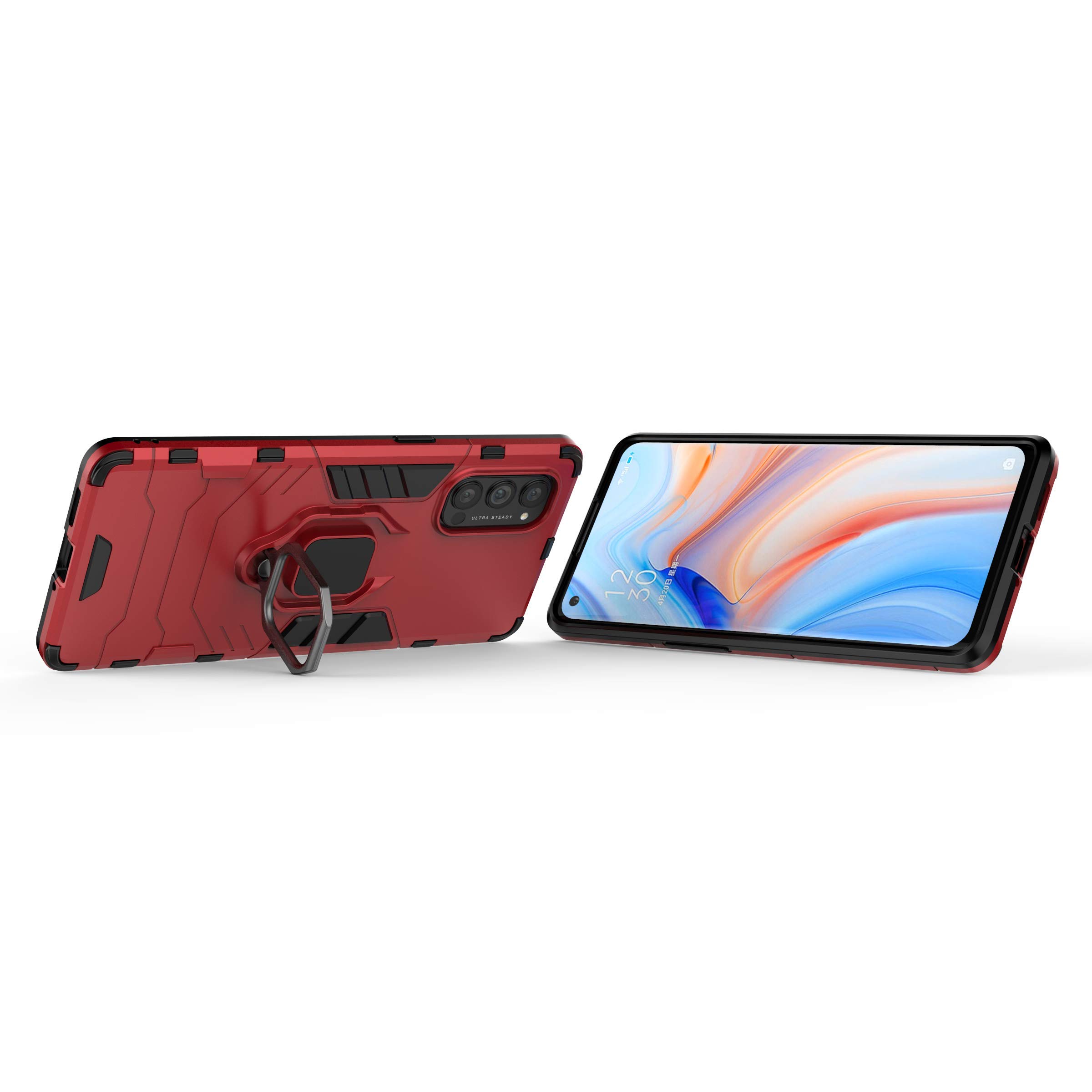 MRSTER Funda OPPO Reno4 Pro 5G, Armor Funda con 360 Anillo Soporte, Anti-Arañazos con Absorción de Choque Resistente Carcasa Protectora para OPPO Reno4 Pro 5G. HB Black — view 4