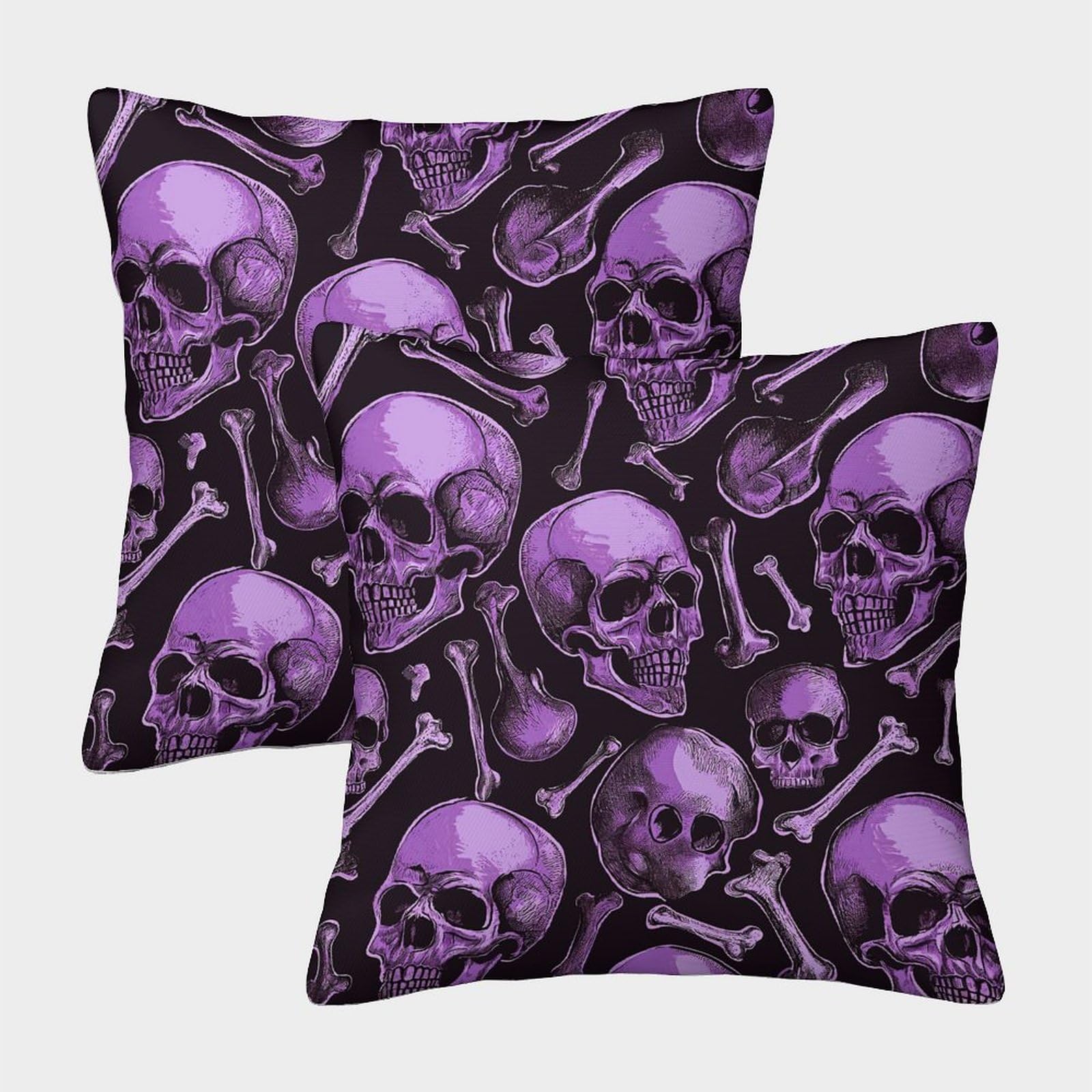 Gparsddio Style-6 Skull Throw Pillow Homeware Cushions Invisible Zipper Decorative 2Pc Set For Sofa Bed Couch Chair 45X45cm