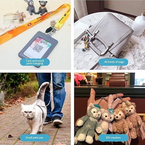 Miniatura 6 de 100 piezas de ganchos para llavero con llaveros, cierres de pinza de langosta giratorios de metal, para clip de llavero, manualidades de joyería