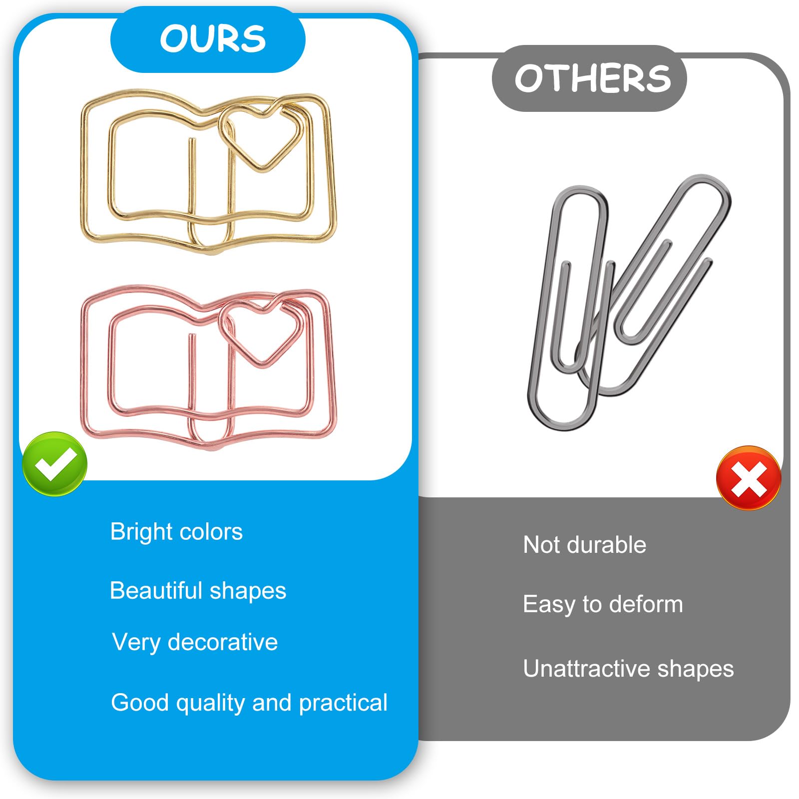 Marooma 50Pcs Gold Sakura Shaped Paper Clips, Unique, Cute - View #9