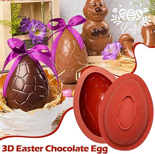 Miniatura 3 de Kamehame Molde de huevo de Pascua molde de chocolate de huevo de Pascua rompible molde de silicona 3D grande con 1 martillo para decoraciones de