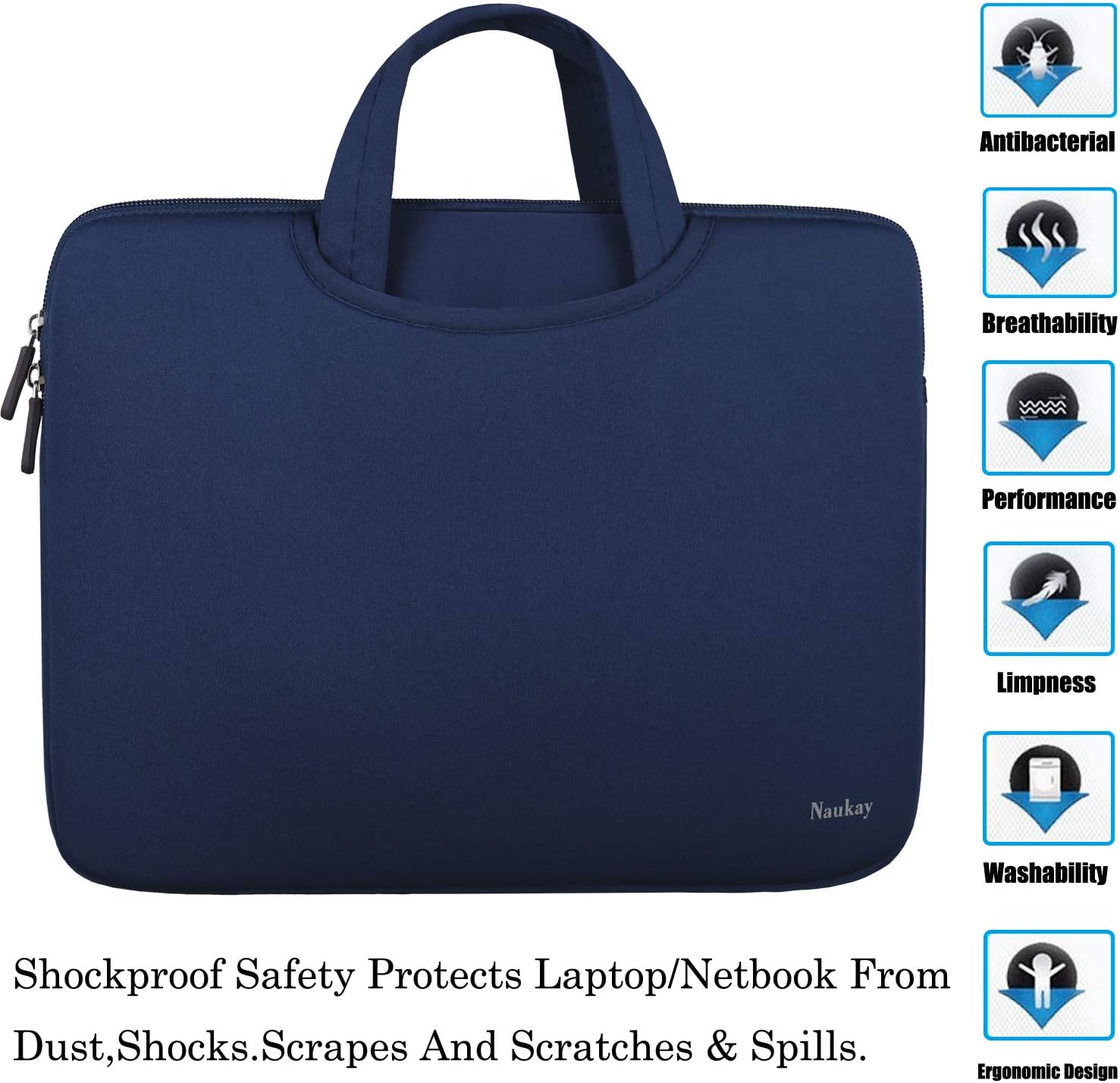 Laptop Bag 15.6 Inch,Durable Slim Briefcase Handle Bag & with Extra Pockets,Notebook Computer Protective Case for Computer Notebook Ultrabook,Collapsible Carrying Handles,Dark blue - Image 6
