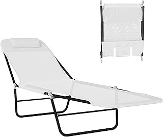 Outsunny Folding Chaise Lounge Chair, Pool Sun Tanning Chair, Outdoor Lo...